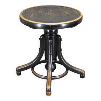 1930s Art Deco bentwood adjustable piano stool from Czechoslovakia, Thonet style