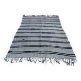 Tapis Berbère Gris et Noir Rayé Style Minimaliste Vintage, 163x227 Cm