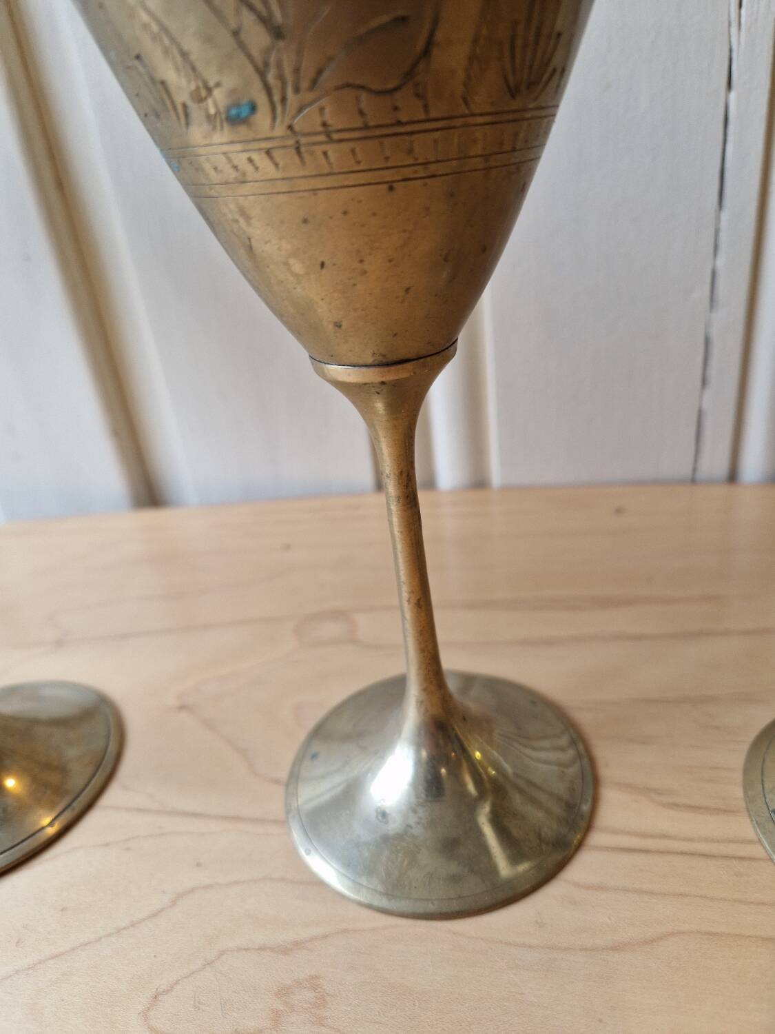 Lot 5 Calisse Verre En Laiton