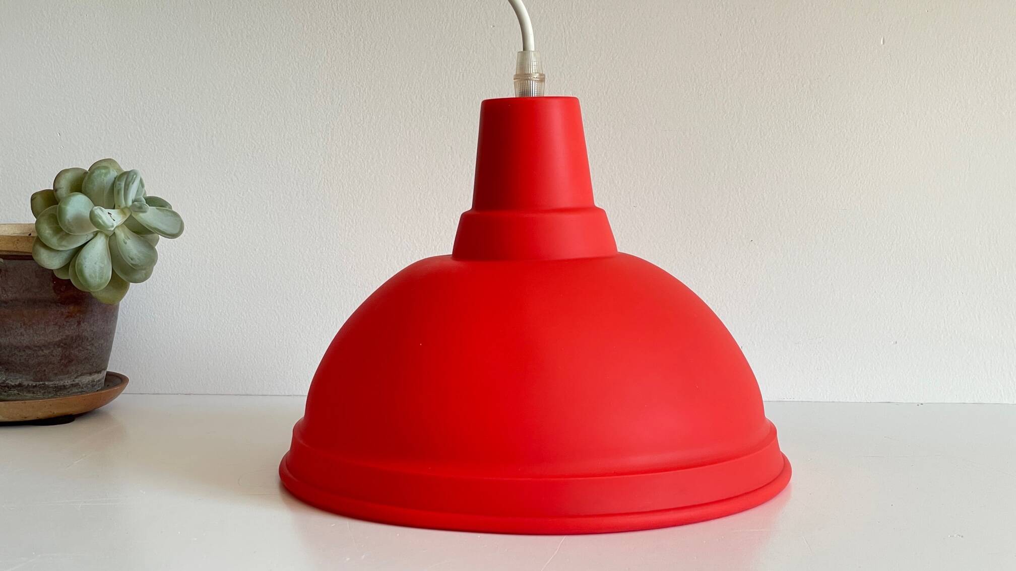 Red geometric pendant light