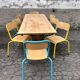 Trio de table bistrot vintage pliante 1950