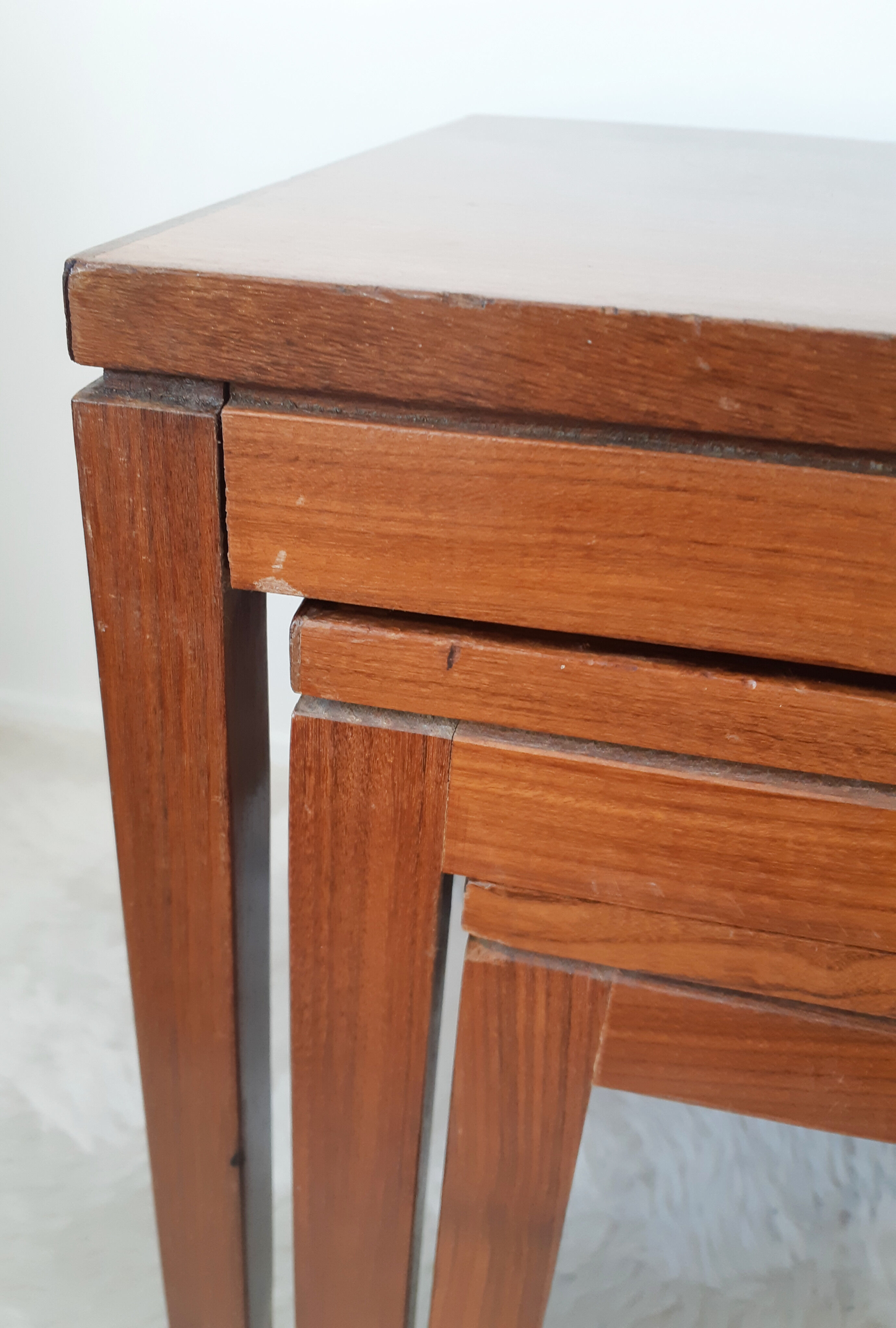 3 teak pull-out tables, signed Barrett, vintage, 1964