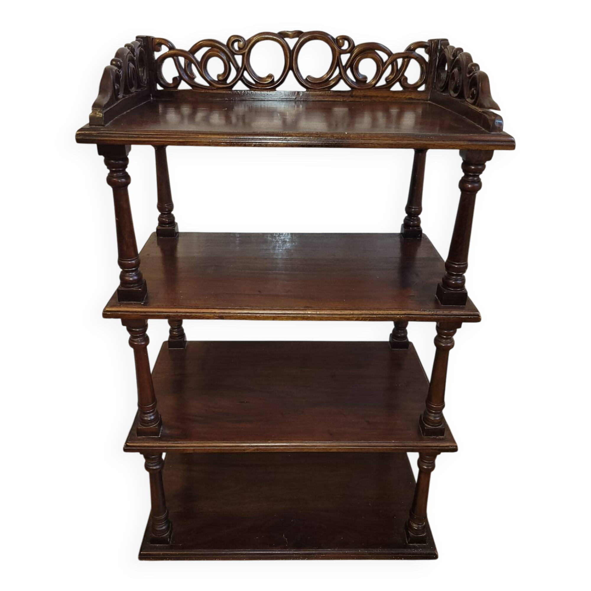 Antique Art Nouveau shelf in carved wood