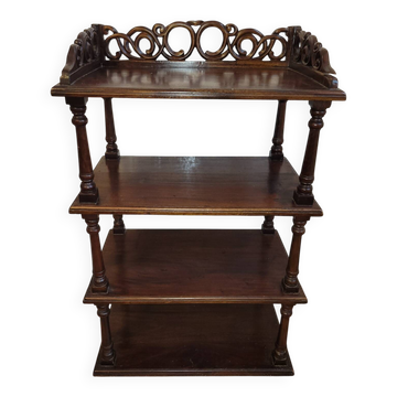 Ancienne étagère Art Nouveau en bois ouvragé 