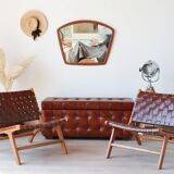 Pair of Teak & Leather heaters - model "Los Angeles" - Olivier de Schrijver