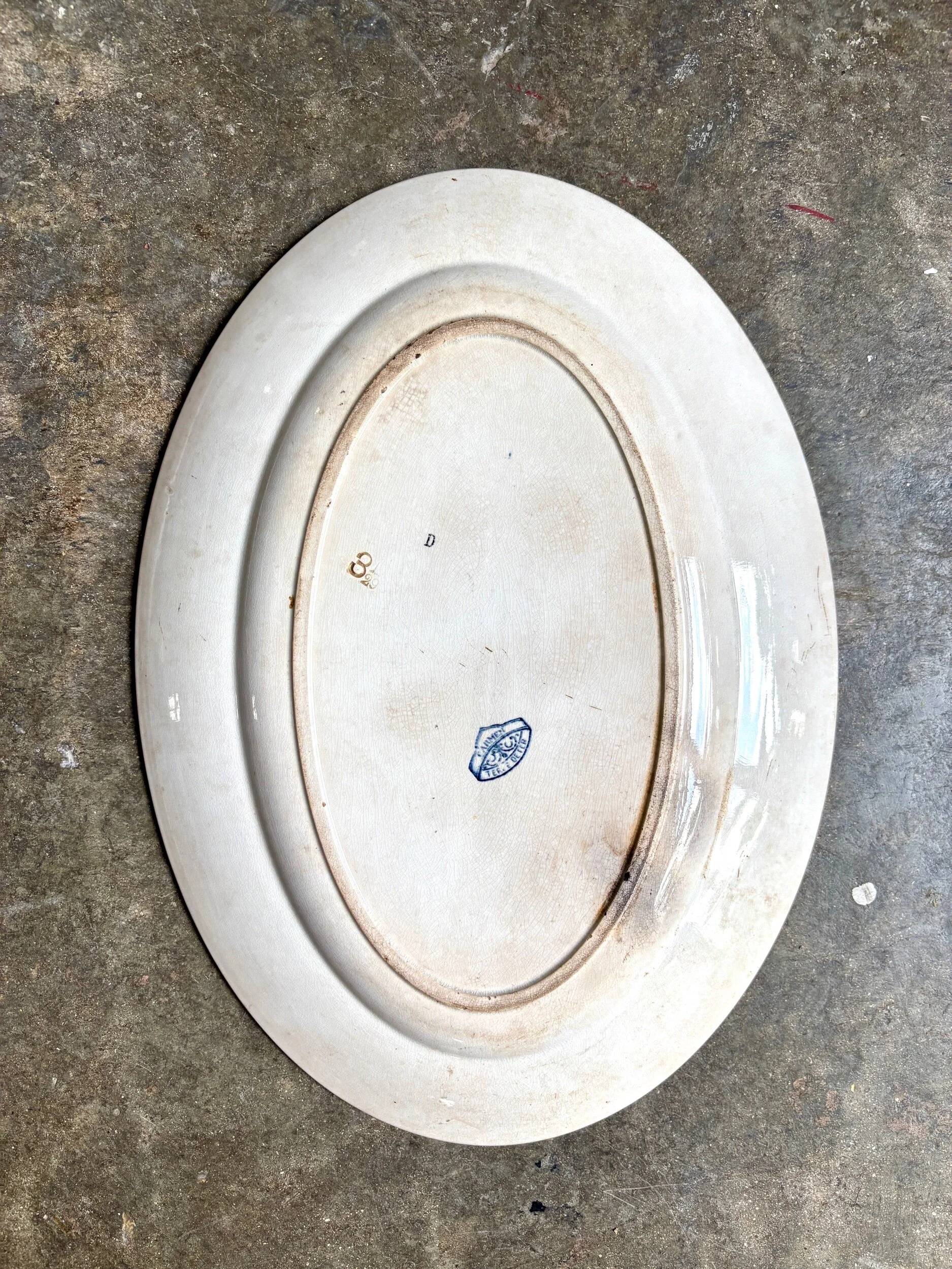 Sarreguemines oval dish in blue ironstone, "Carmen" service