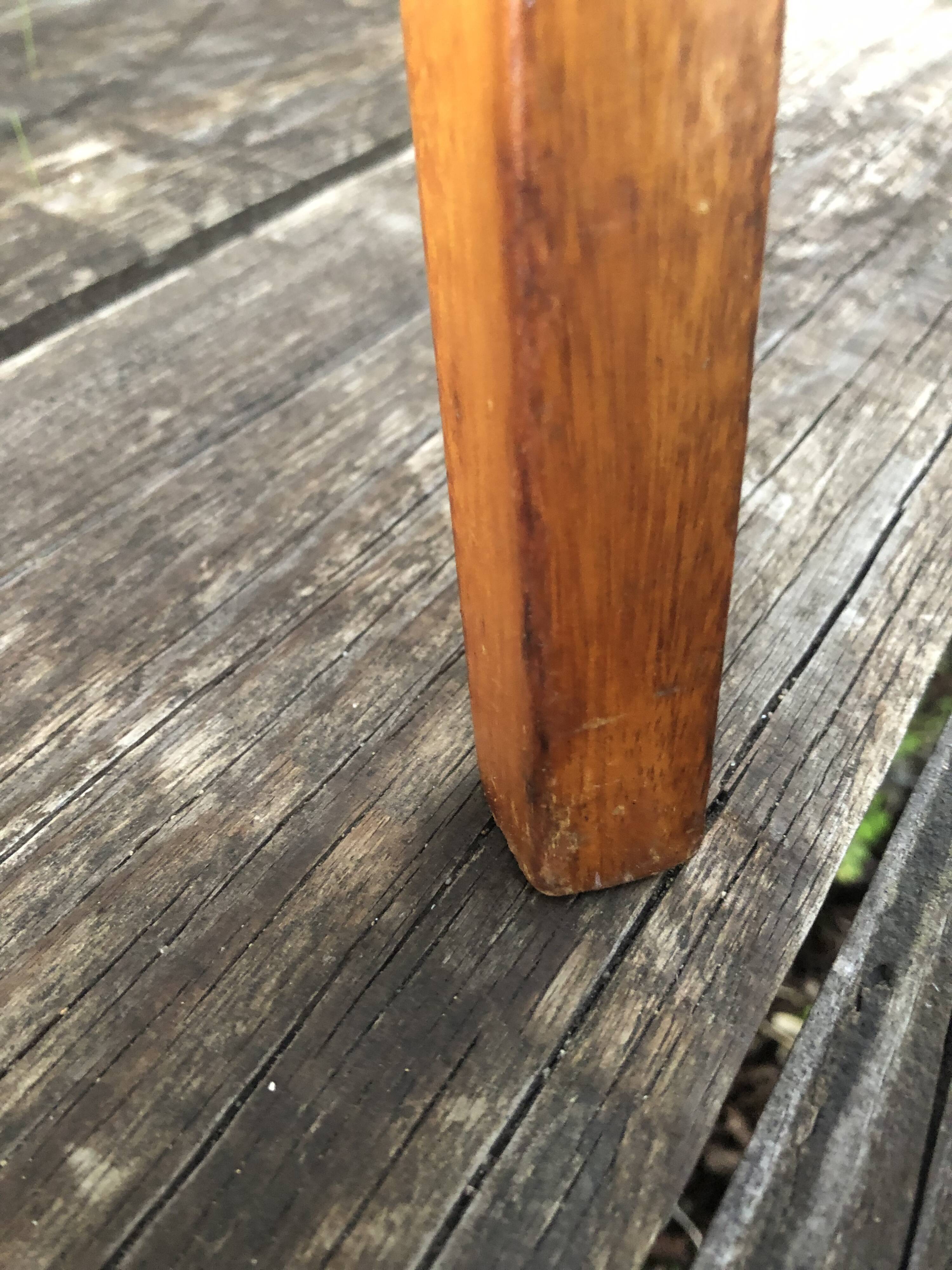 Vintage round coffee table, oak tripod legs circa 60