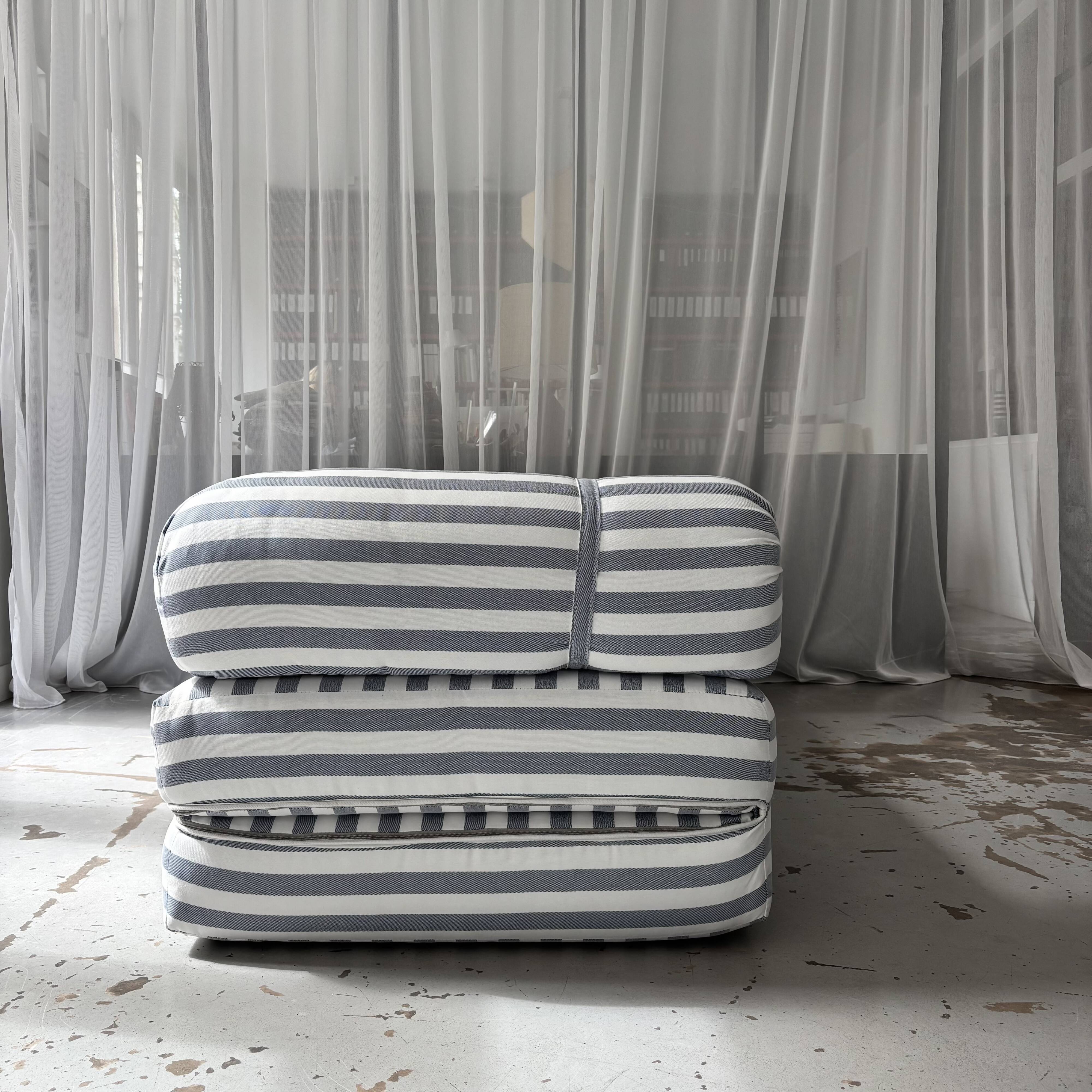 Vintage black and white striped sofa bed
