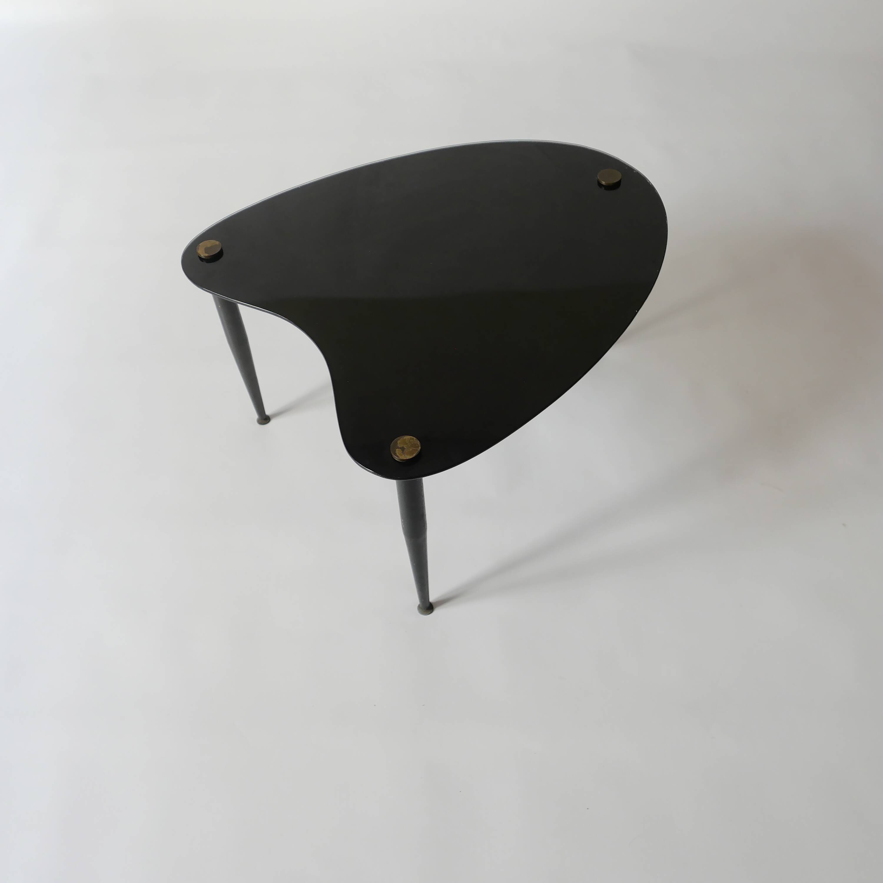side table black glass free form 1950s 1970s Guariche