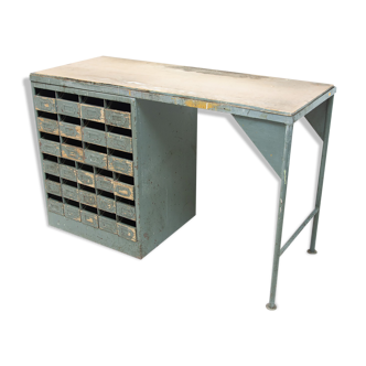 Industrial iron writing desk from the 1950s, Czechoslovakia