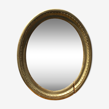 Miroir ancien oval en bois - 55x45cm