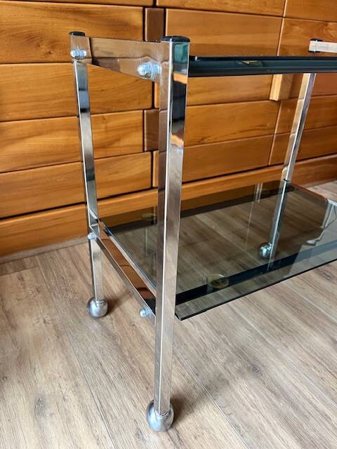 Chrome and glass serving trolley