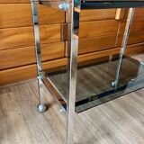 Chrome and glass serving trolley
