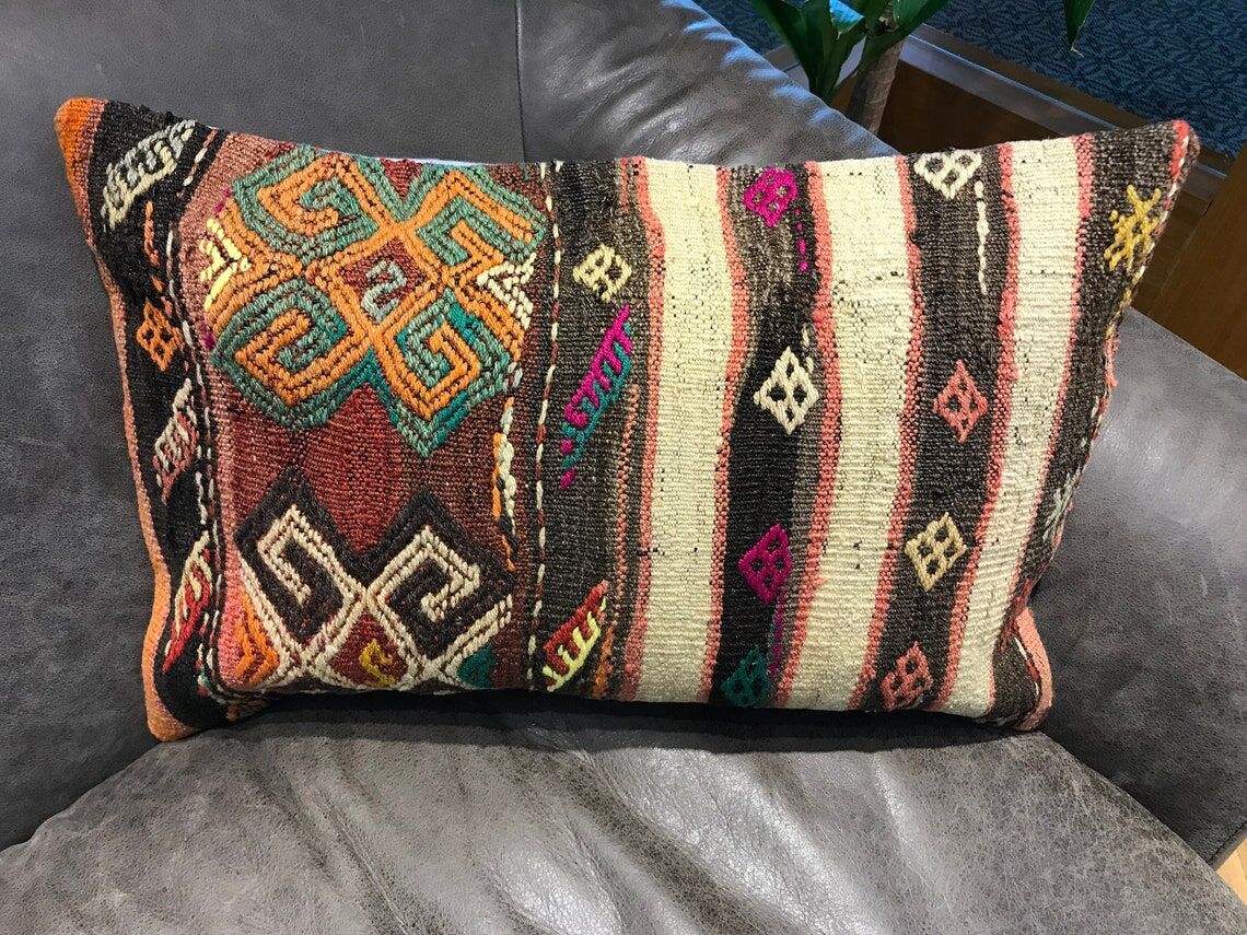 Turkish Kilim Lumbar Pillow