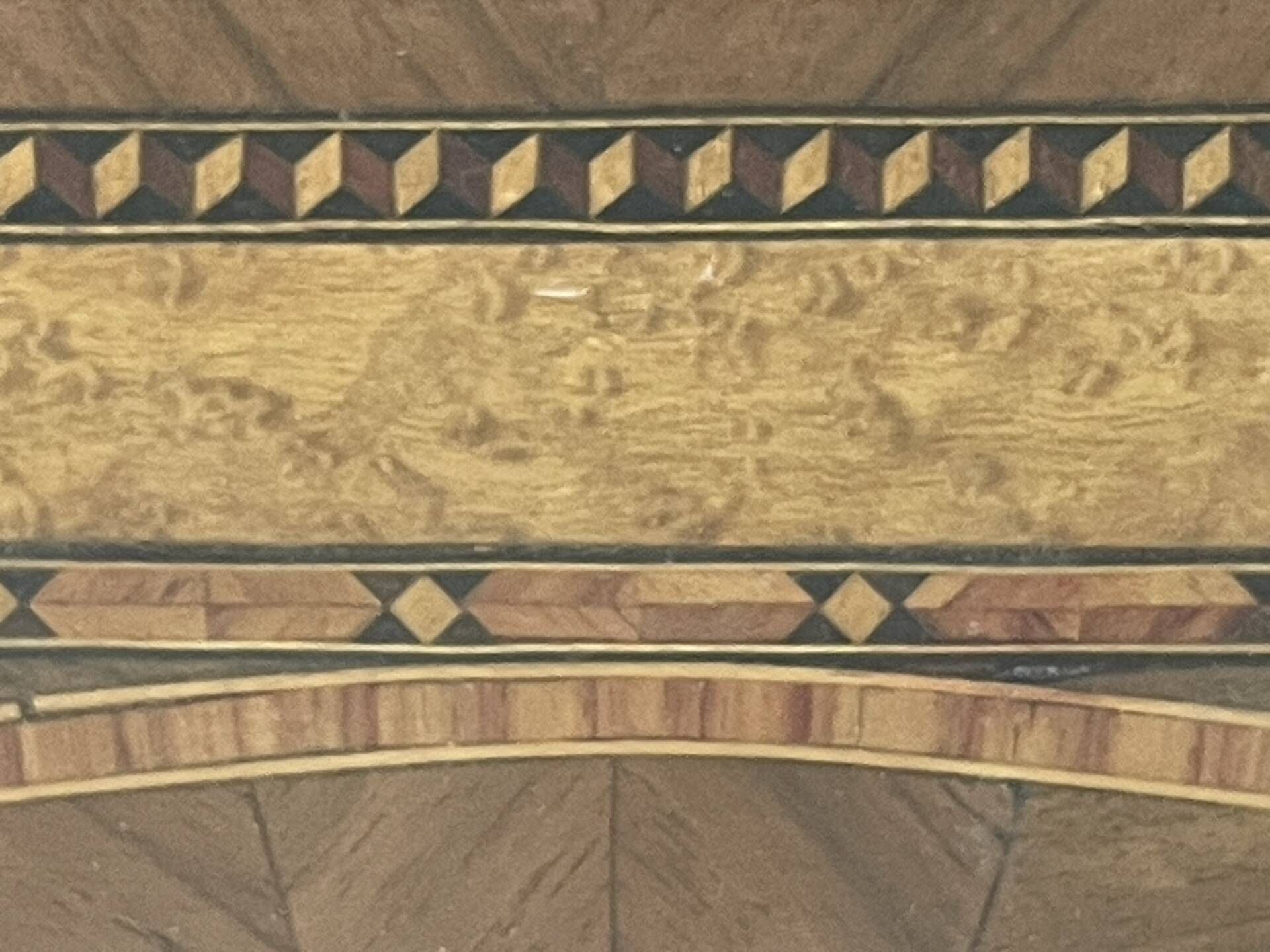 Large vintage tray, wood marquetry under glass