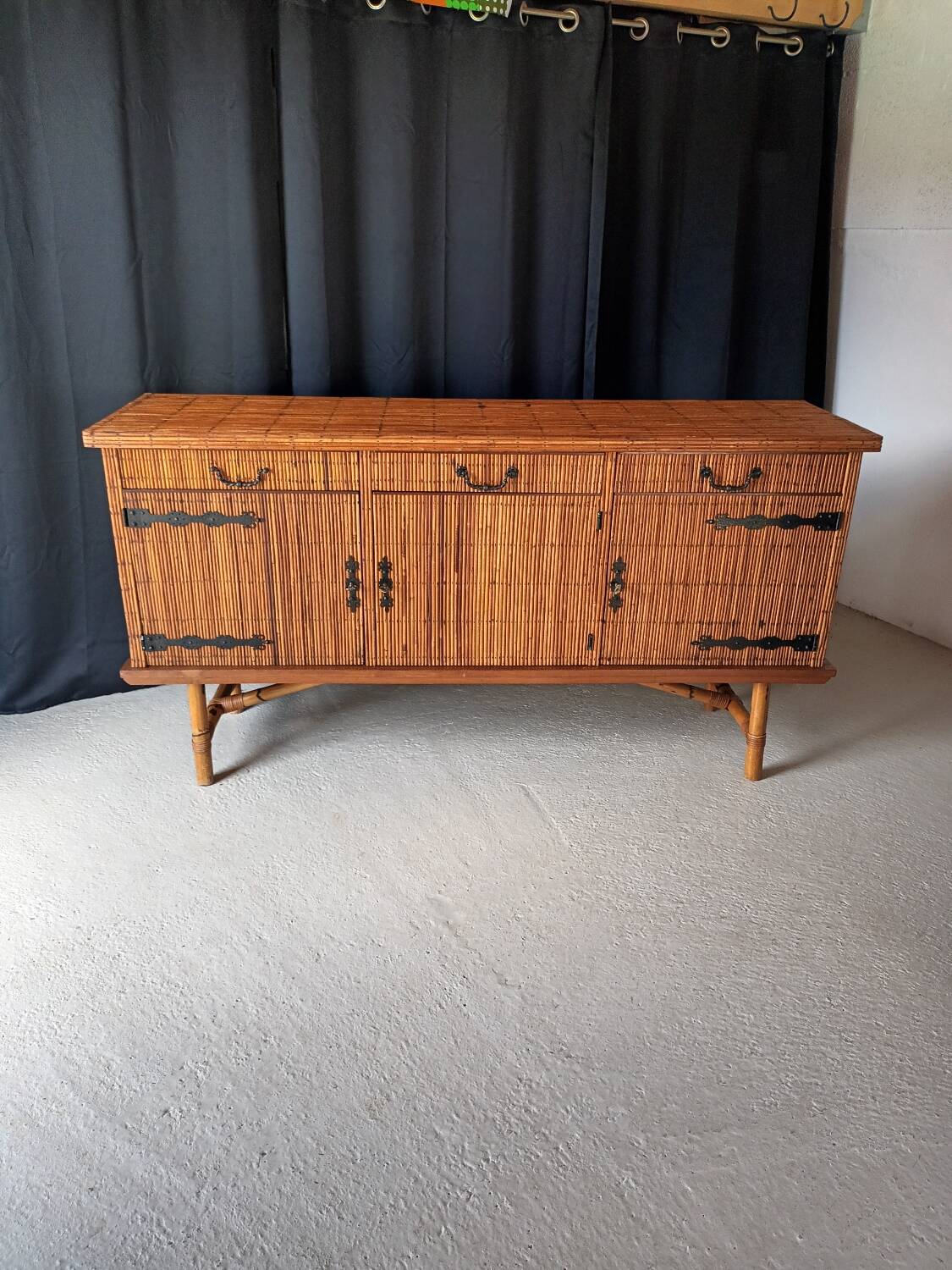 Vintage rattan sideboard