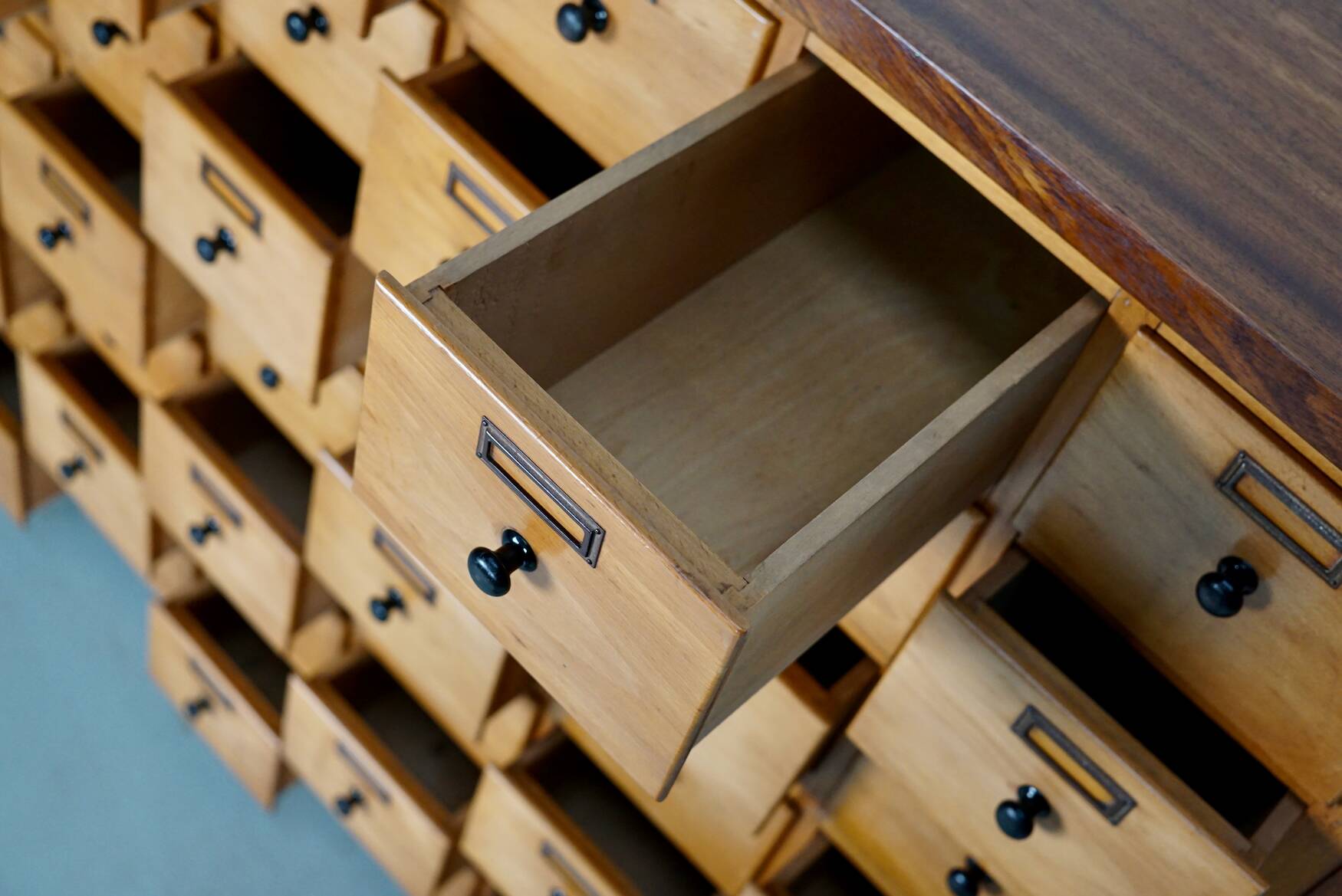 Dutch Beech Industrial Apothecary / Workshop Cabinet, circa 1950s