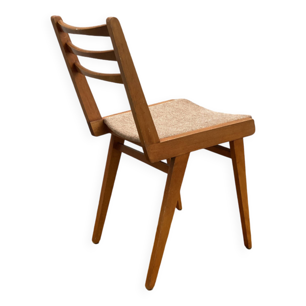 Chaise années 50 - Tissu rouille & pieds compas