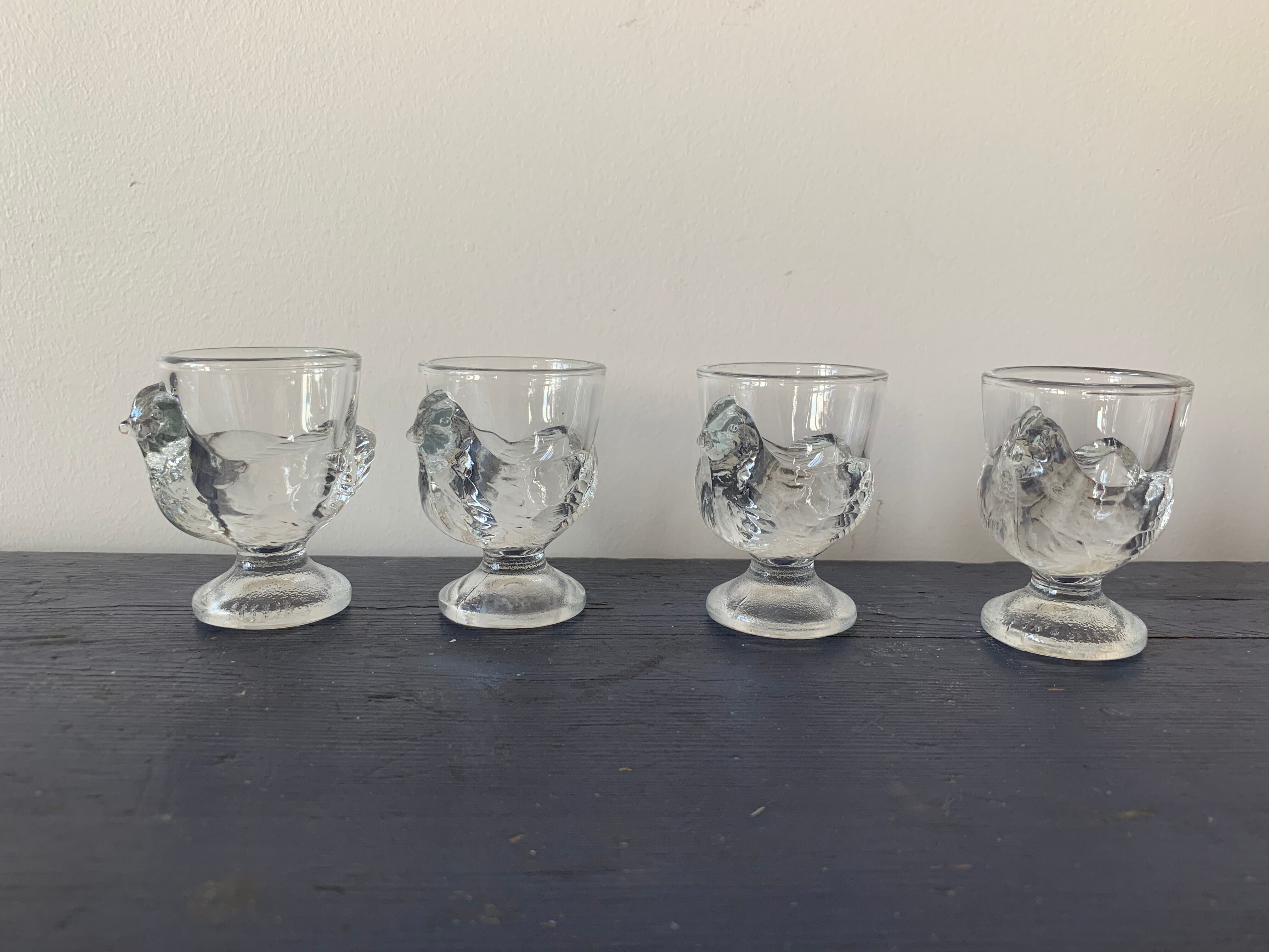 Set of 4 glass hens