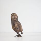 Owl sculpture in gilded brass bronze