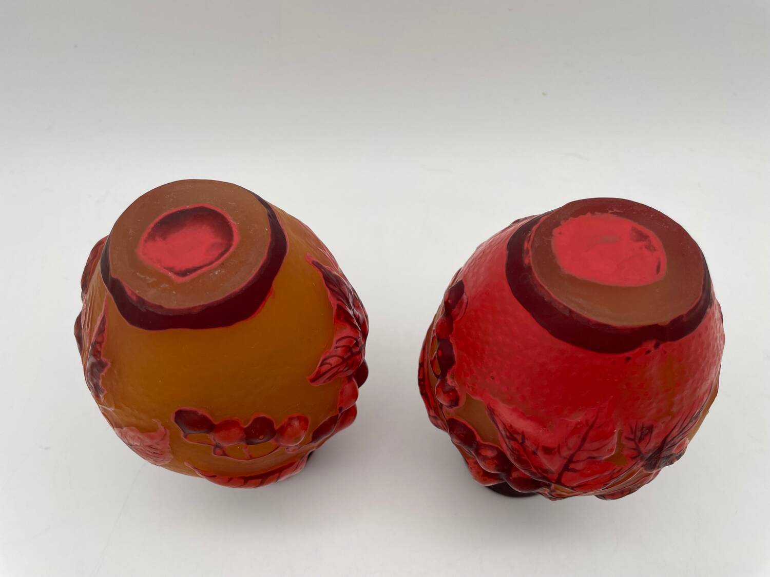 Paire de vases Tip Emile Gallé, pate de verre