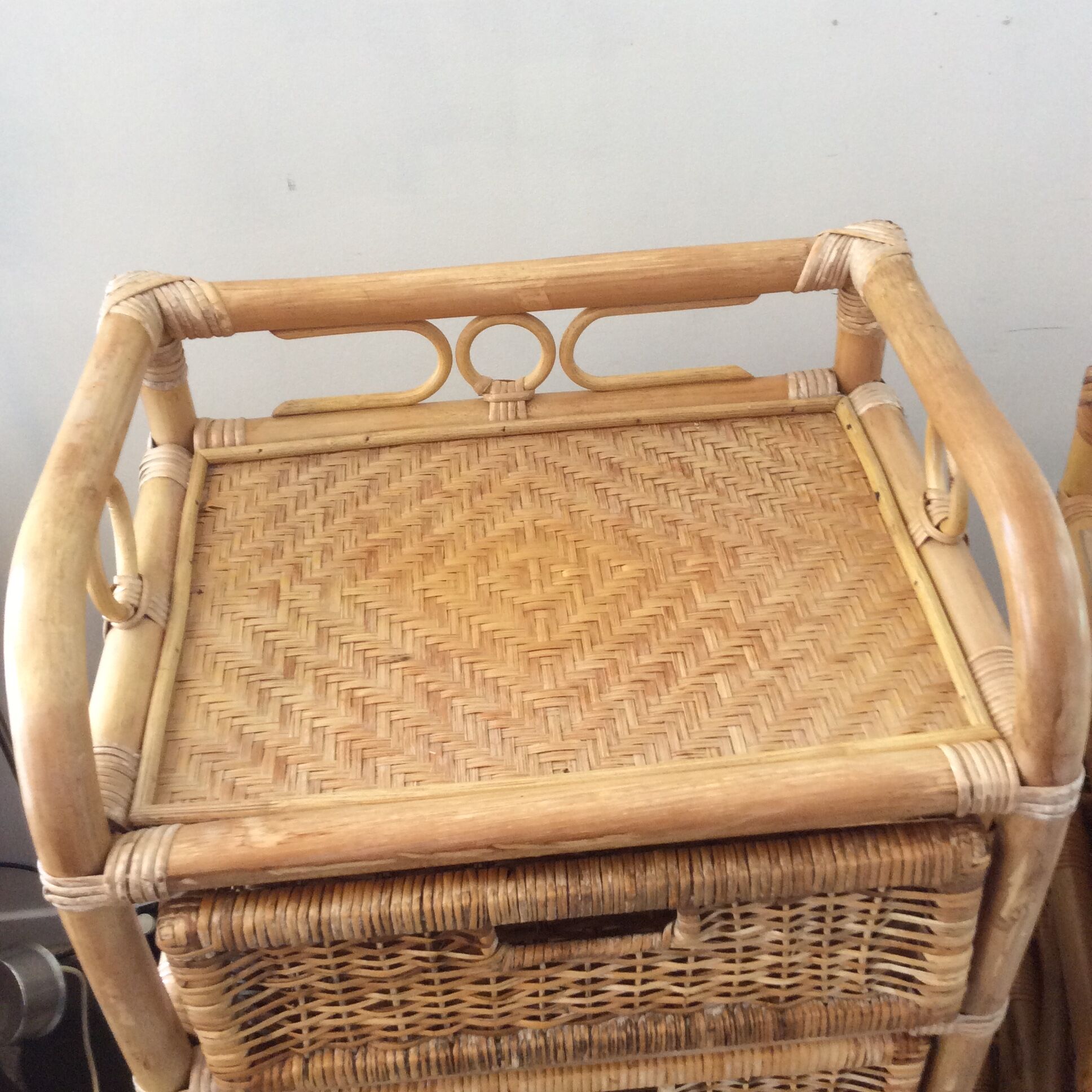 Rattan and wicker rag duo from the 70s