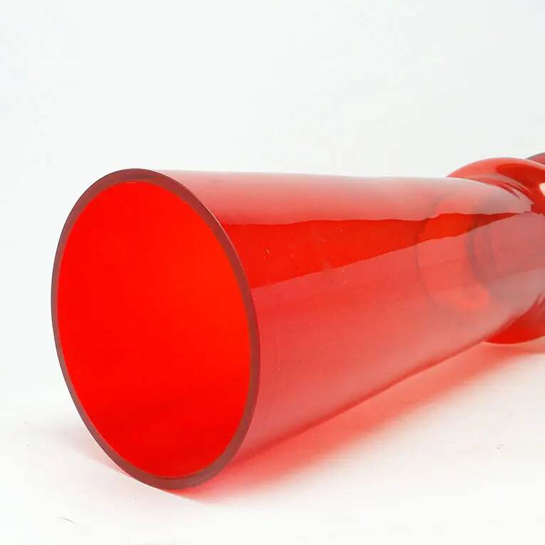 Postmodernist vase, red glass, Poland, 1970s