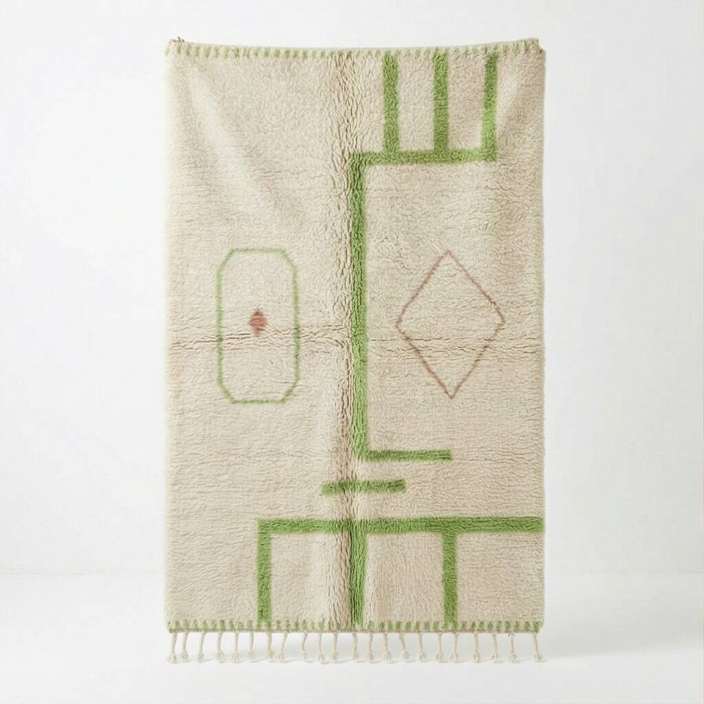 Moroccan rug in Azilal green tone.