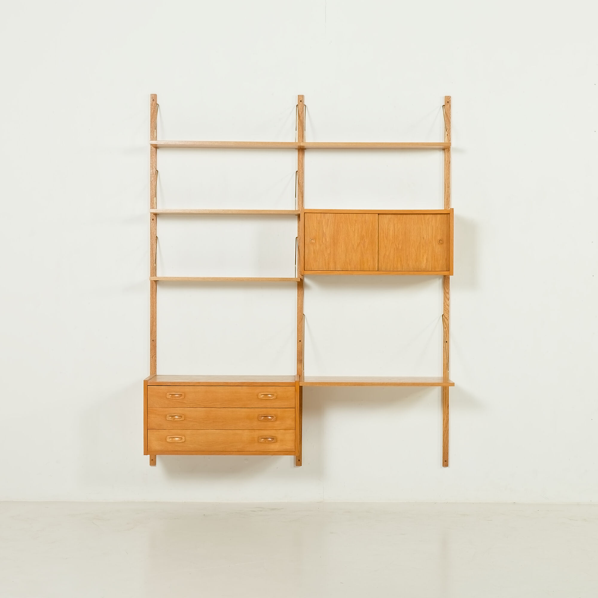 Preben Sorensen Danish oak wall unit by PS System, Randers, 1970s