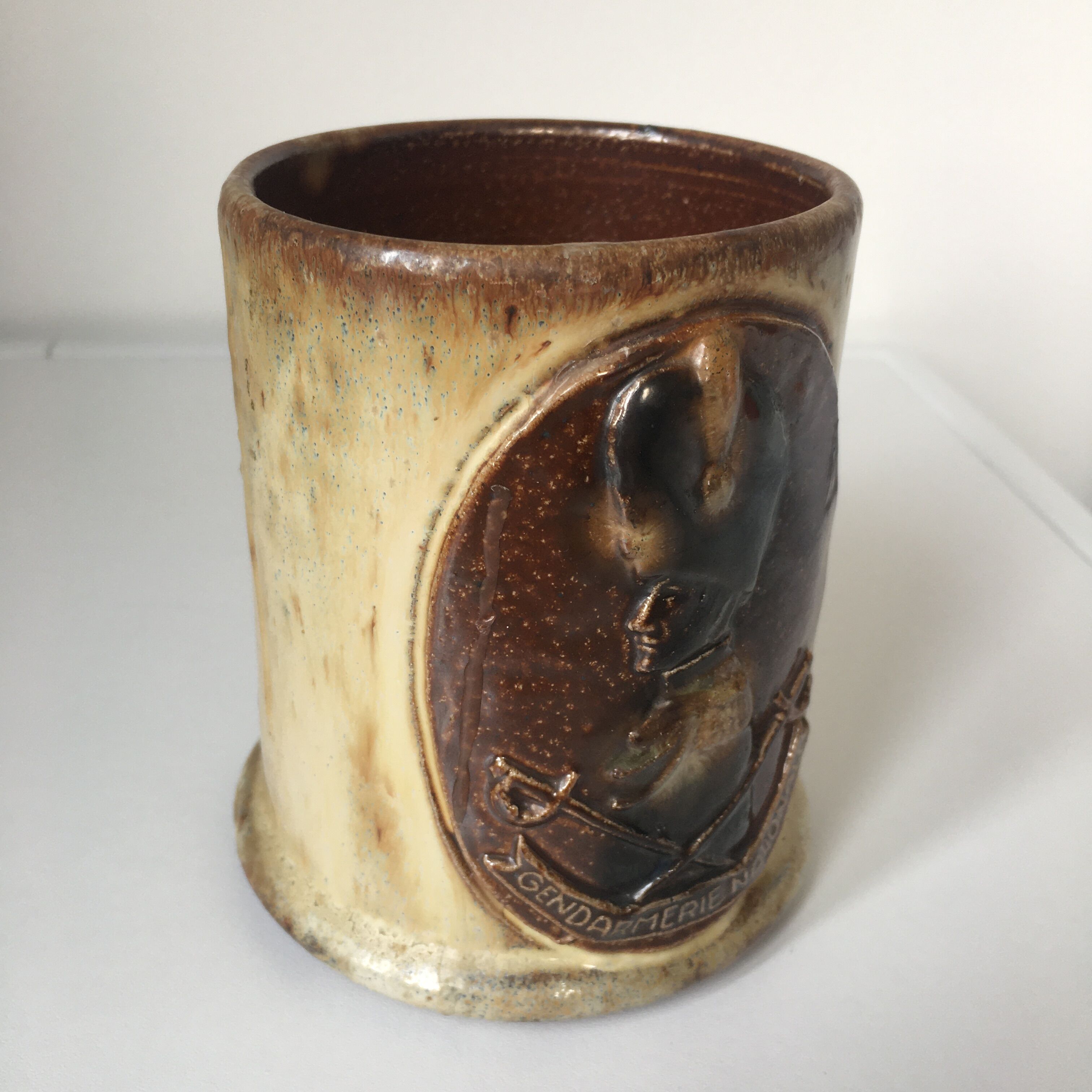 Large cup forming flamed pen pot of Vallauris
