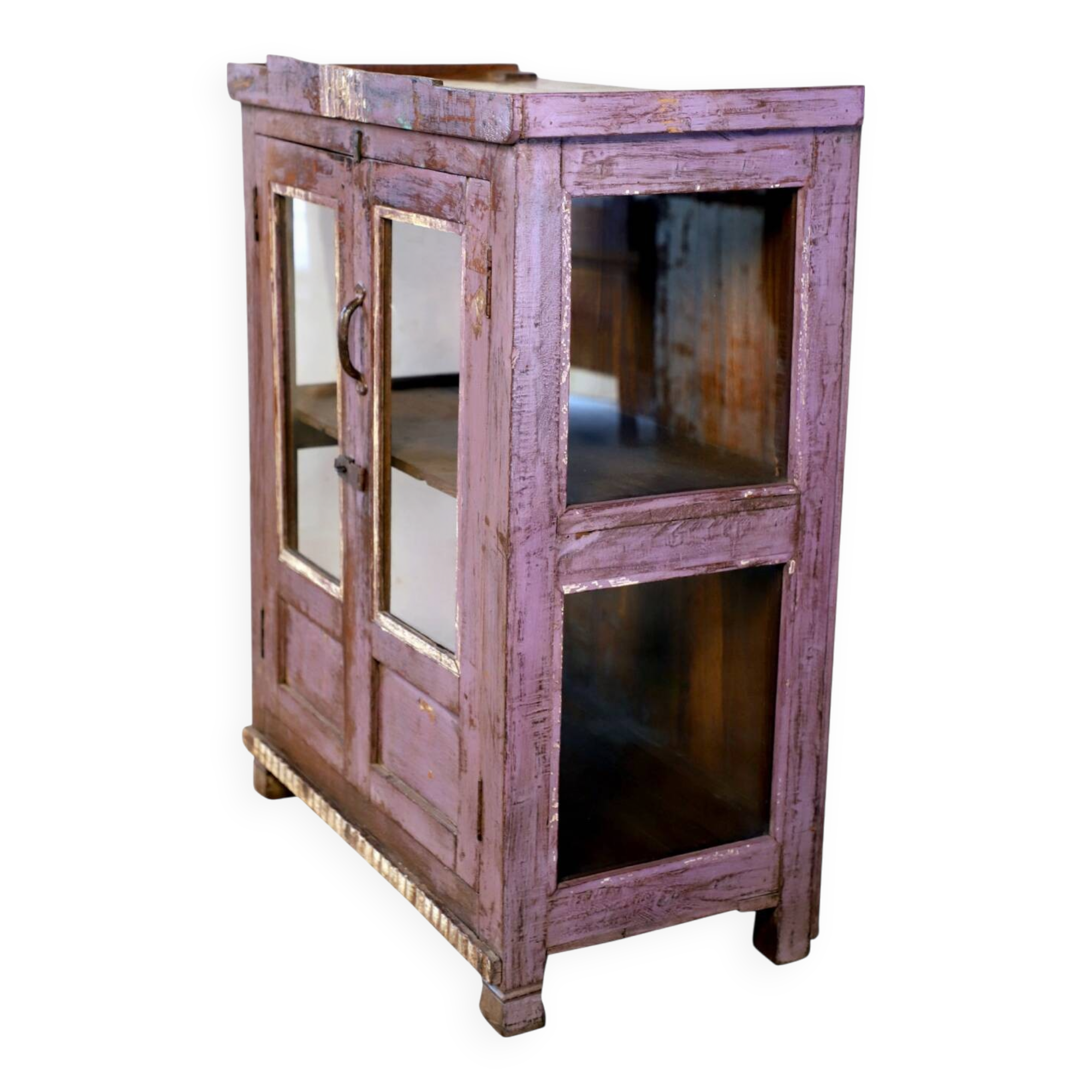 Antique teak sideboard with original purple patina.