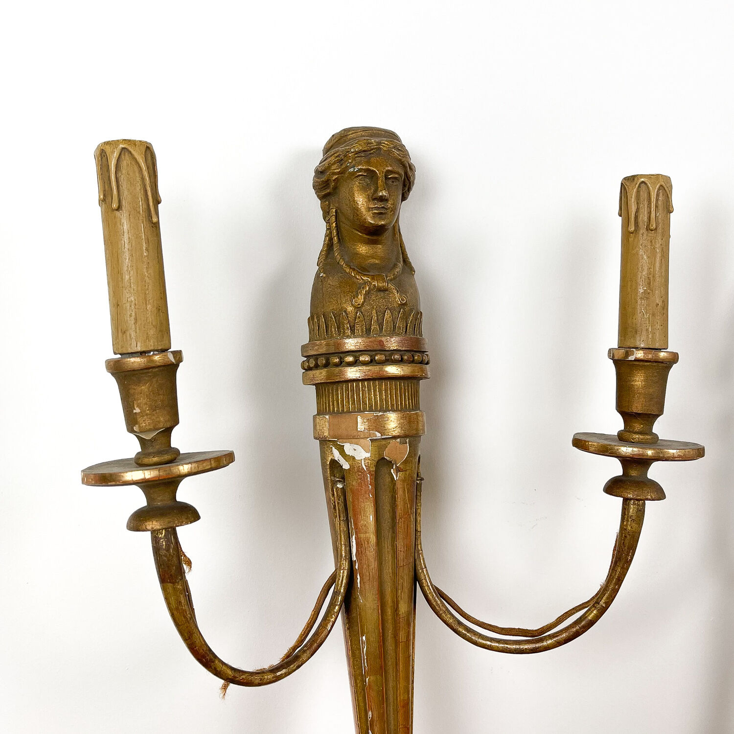 French antique louis XVI style giltwood wall sconces