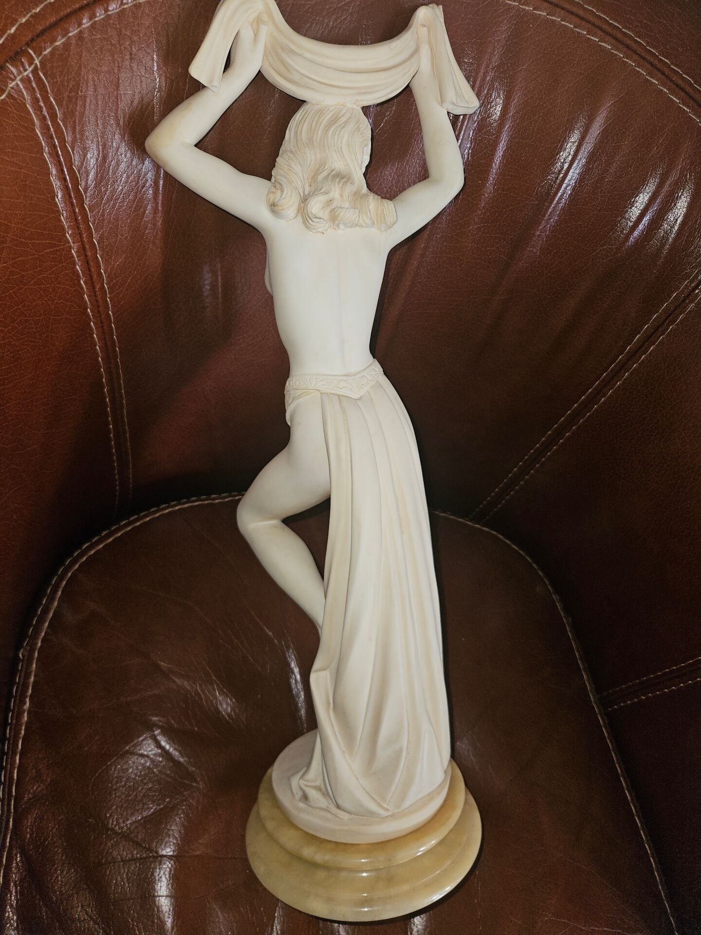 Title: Dancer Statue with Veil – A. Giannelli 1982 – Alabaster  
Description