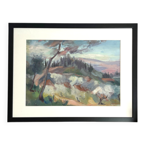 Huile sur canson paysage