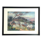 Oil on Canson, landscape located in Italy, signed mid 20th century.