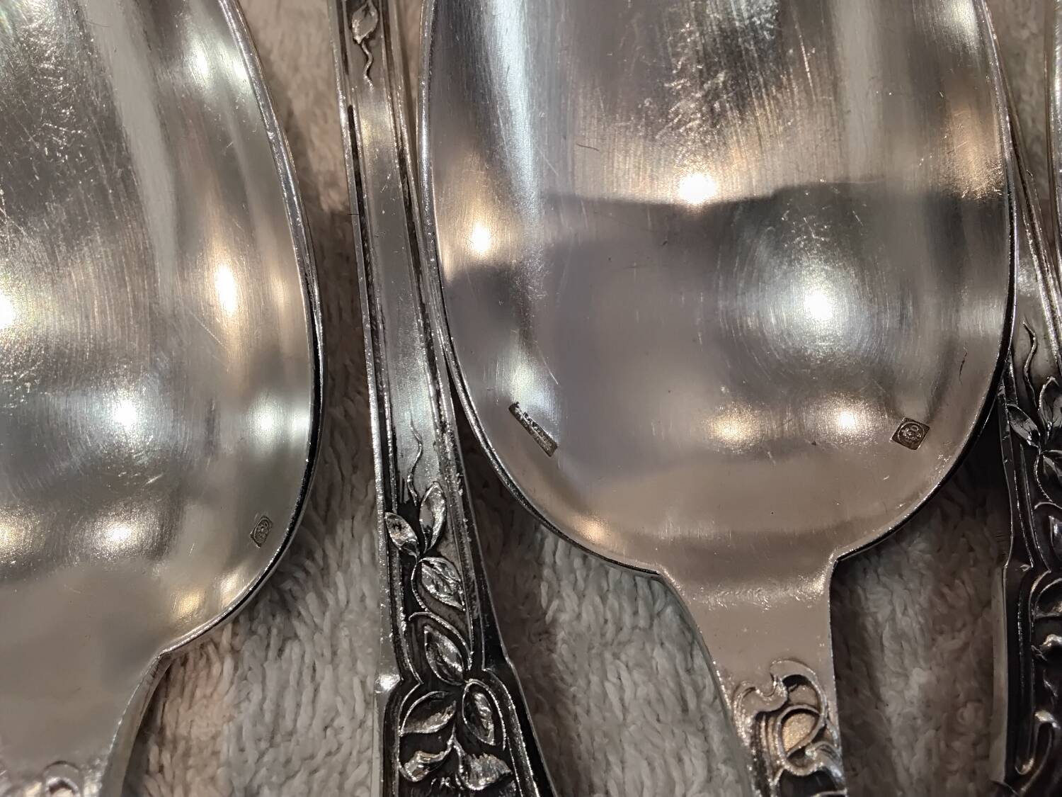 12 silver plated soup spoons by goldsmith Ravinet Denfert art nouveau