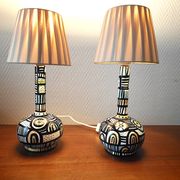 Paire de lampes espagnoles en bois peint