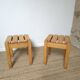 2 solid beech wood stools 1980