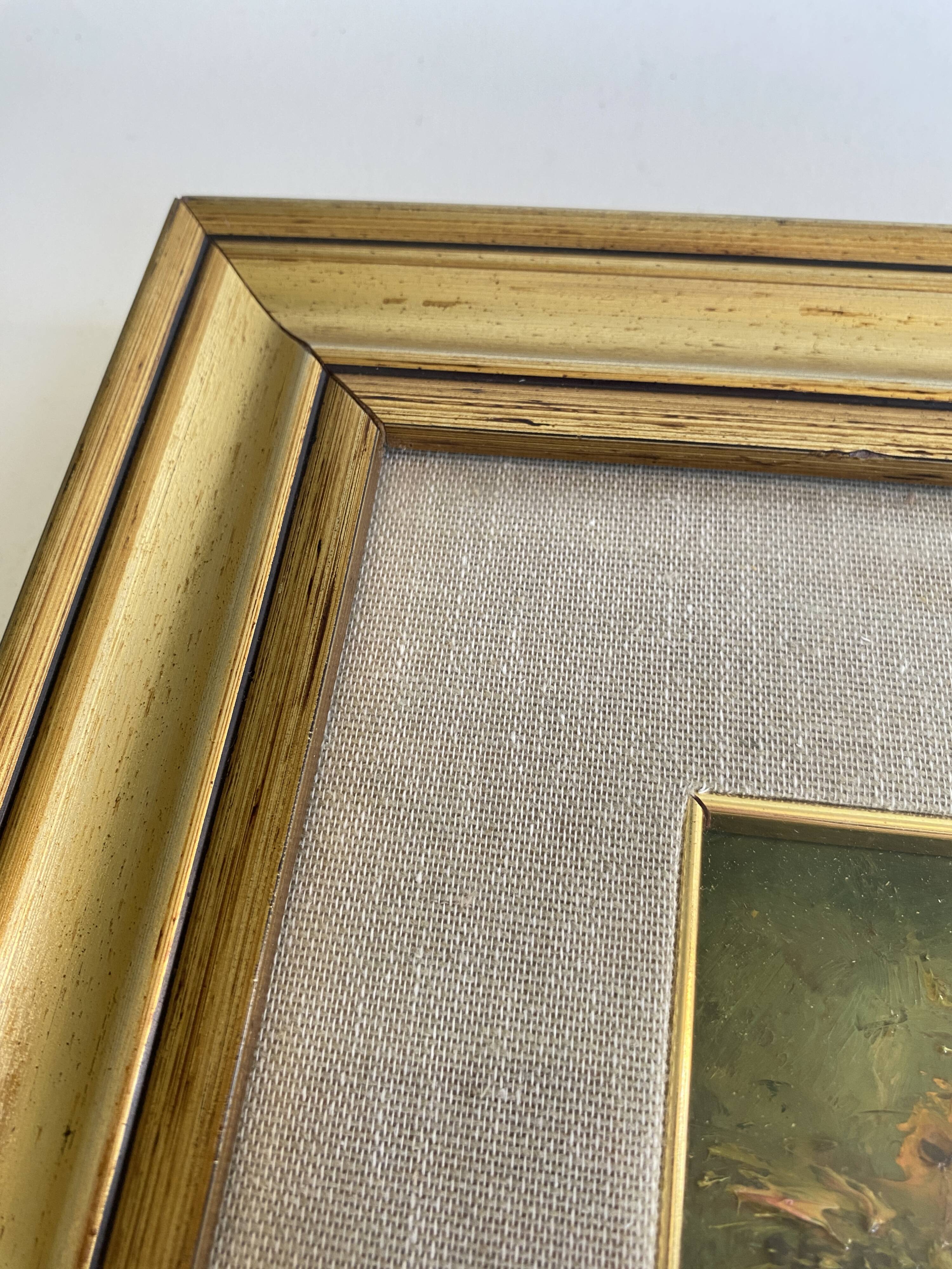 Still life oil, glazed wooden frame