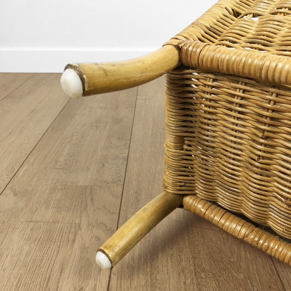 Bamboo and woven rattan magazine holders