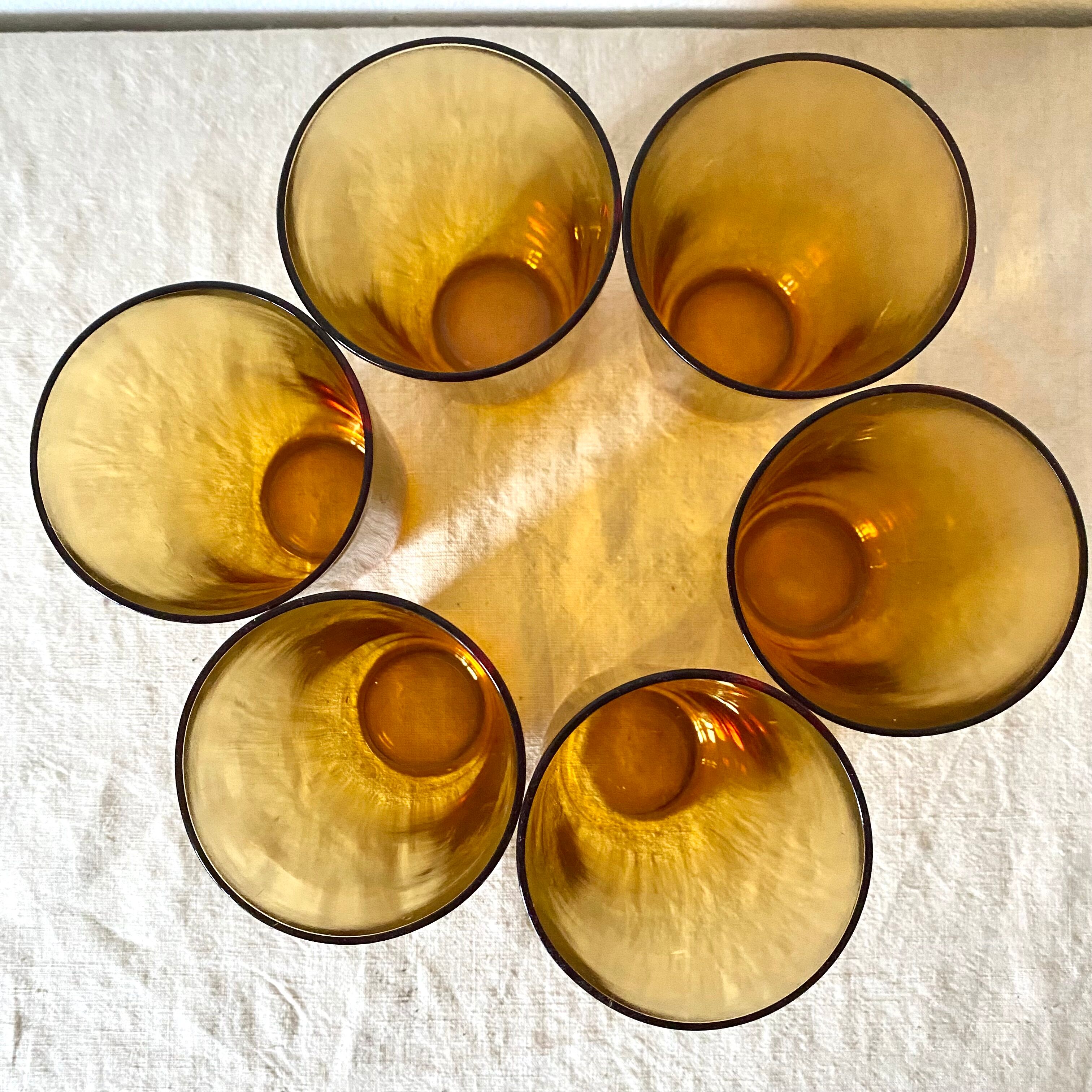 Verres à eau vintage ambrés vereco