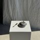 Vintage silver-plated metal shell butter dish with knife and glass bowl