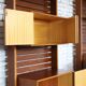 1950s Italian mid-century teak floor-to-ceiling wall unit