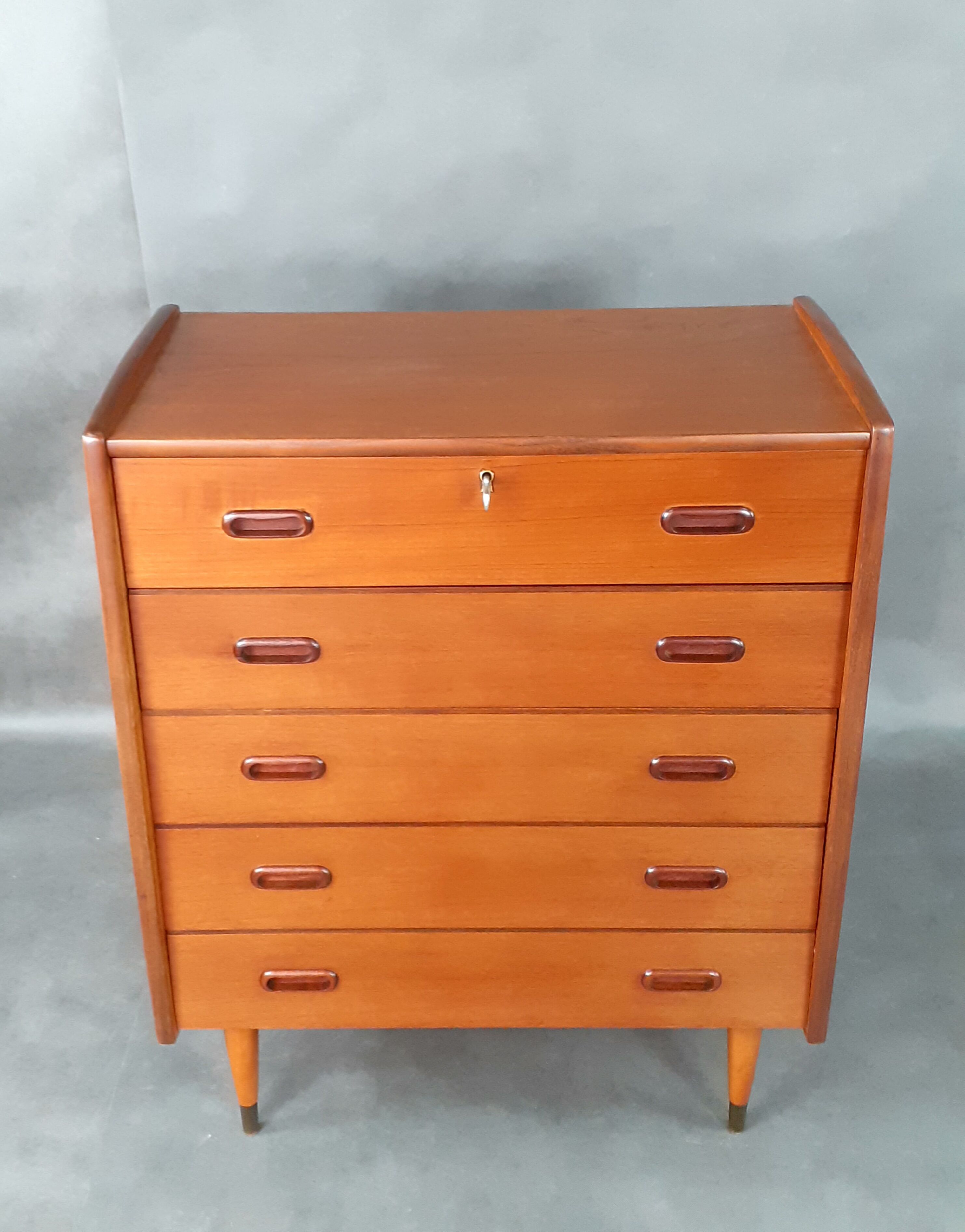 Commode Norvégienne 5 tiroirs en Teck, 1960s