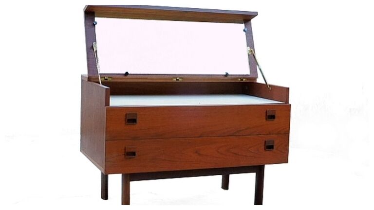 Coiffeuse commode scandinave en teck années 1960
