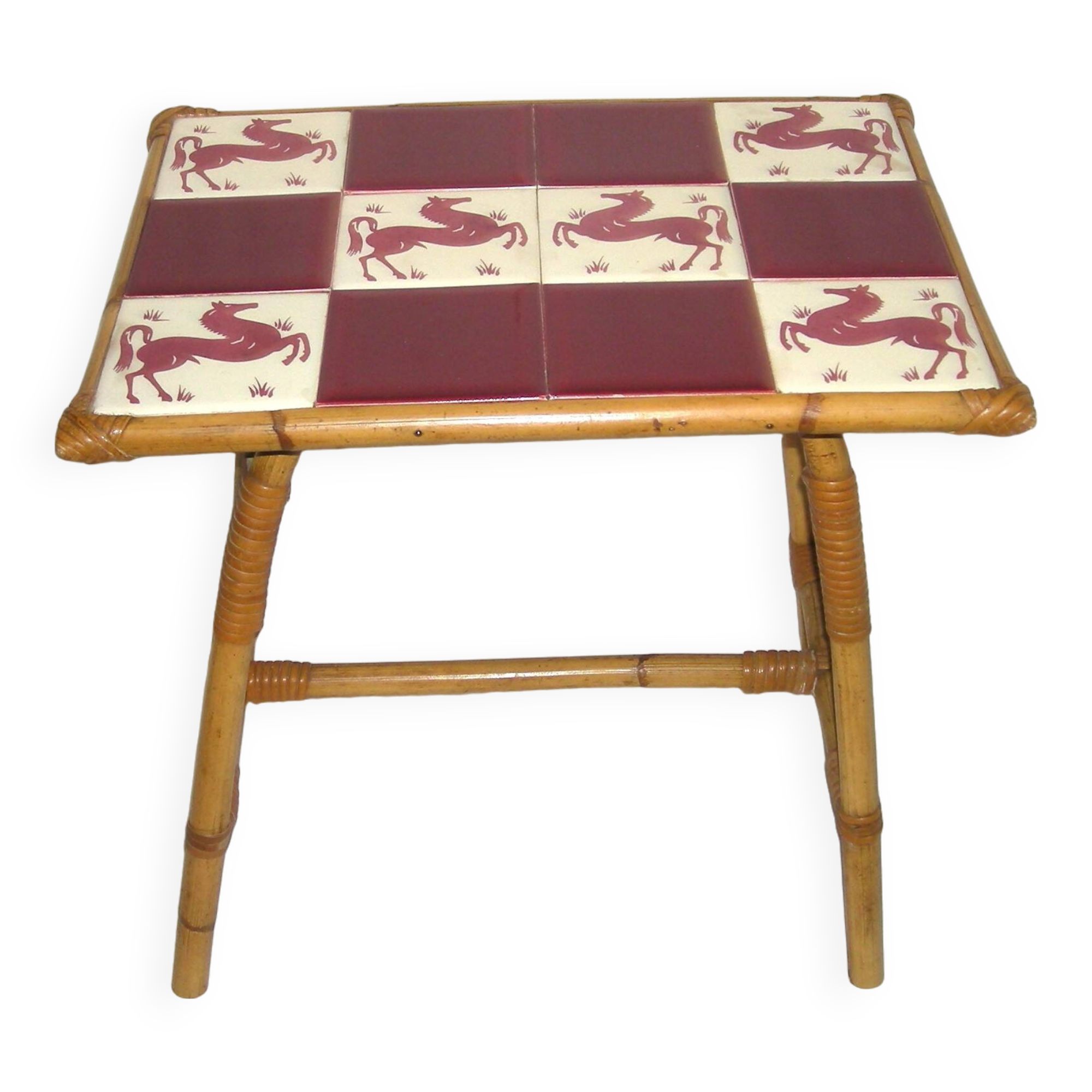 Bamboo-rattan coffee table from the 50s