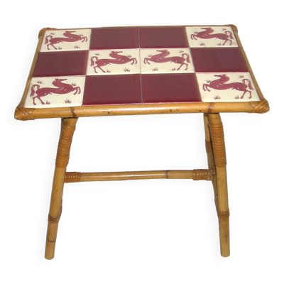 Table basse bambou - rotin des années 50
