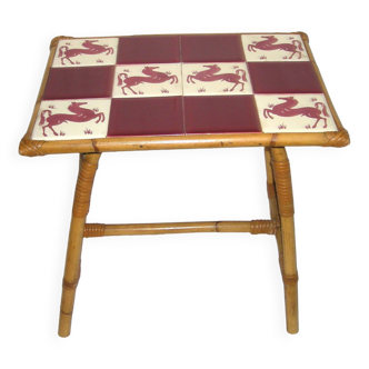 Bamboo-rattan coffee table from the 50s
