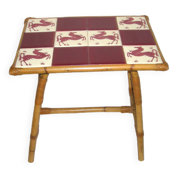 Table basse bambou - rotin des années 50