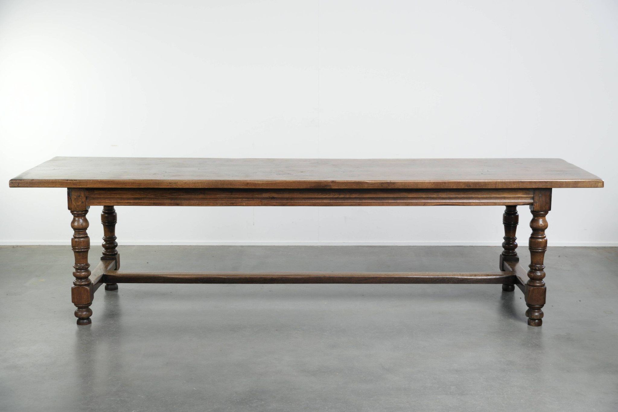 Large antique English oak farmhouse XXL dining table from the 19th century